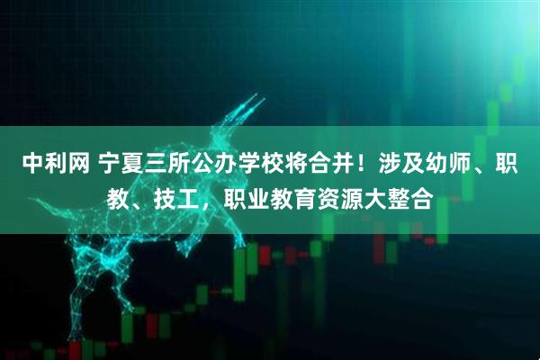 中利网 宁夏三所公办学校将合并！涉及幼师、职教、技工，职业教育资源大整合